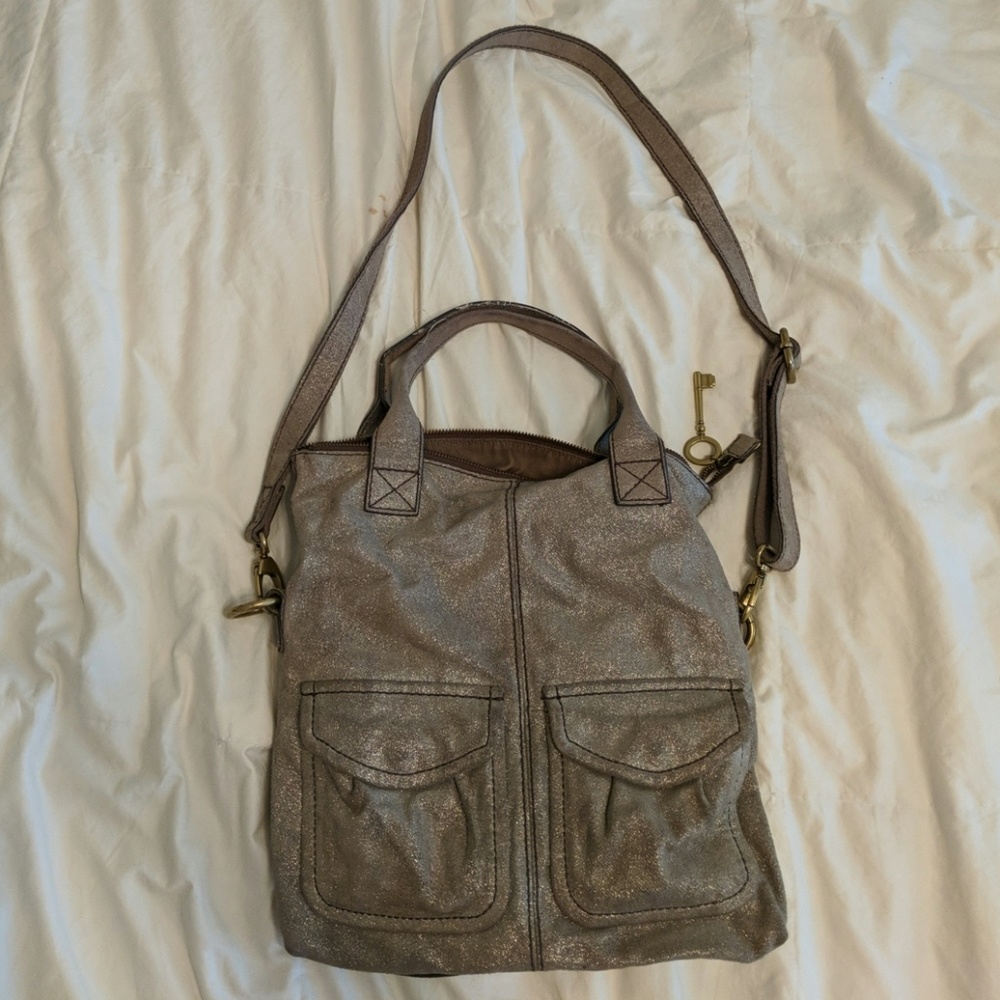 Metallic gray Fossil purse